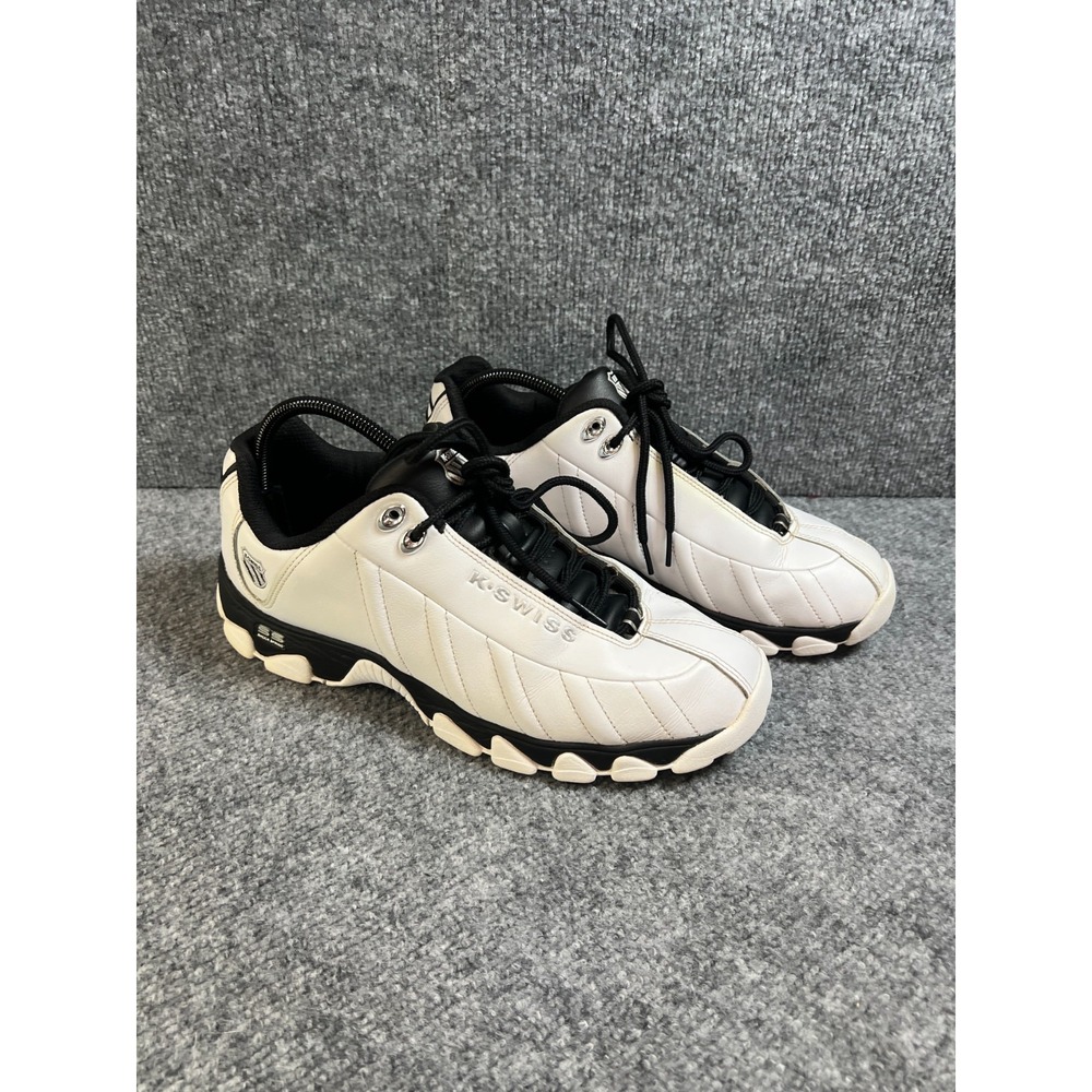 K-Swiss ST329 CMF 03426-102-M Sneaker Mens 11 White Black Leather Low Top Shoes